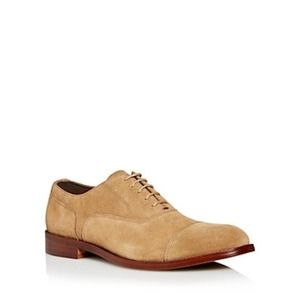The Men's Store Men's Lace Up Cap Toe Dress Shoes Tan Suede, US 8.5
